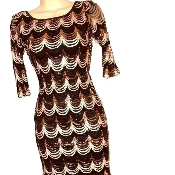 Gold Black & Brinze Sequin Dress- BEAUTIFUL❤️ - Picture 5 of 16